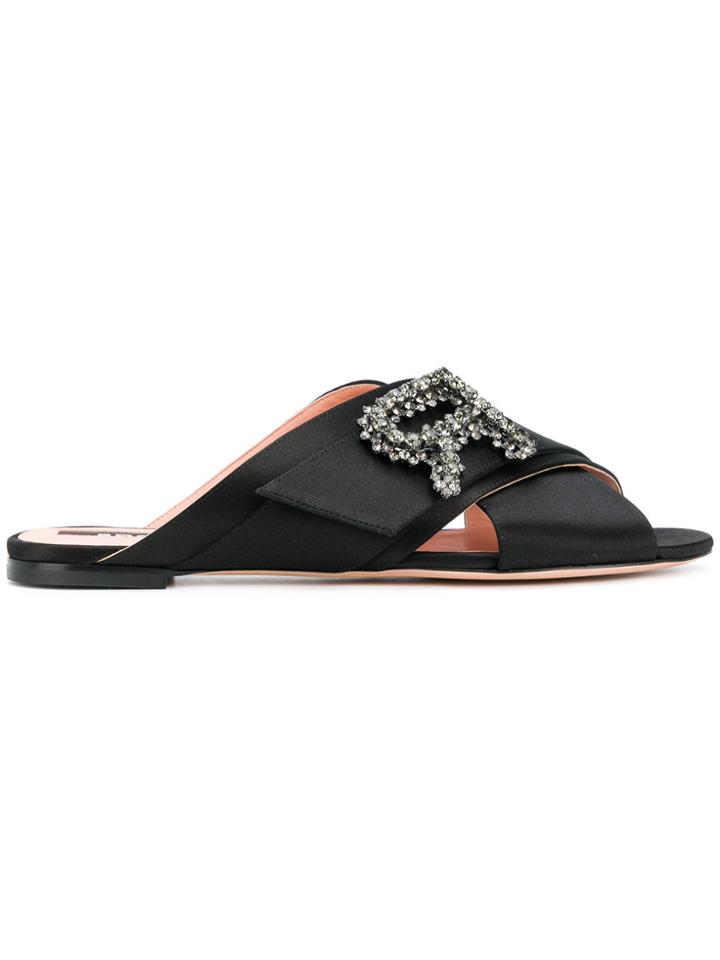 Rochas Embellished Detail Mules - Black
