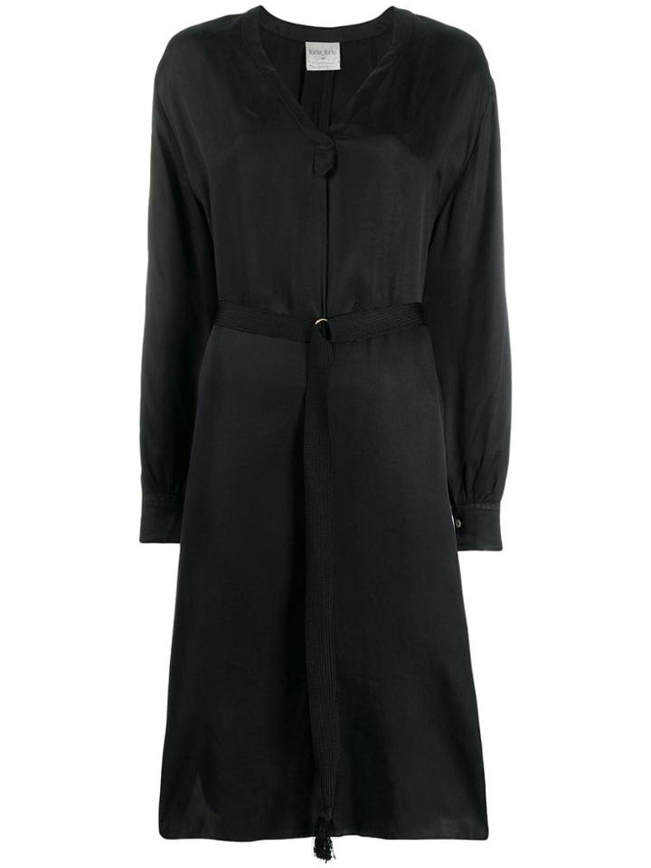 Forte Forte Belted Shirt Midi Dress - Black