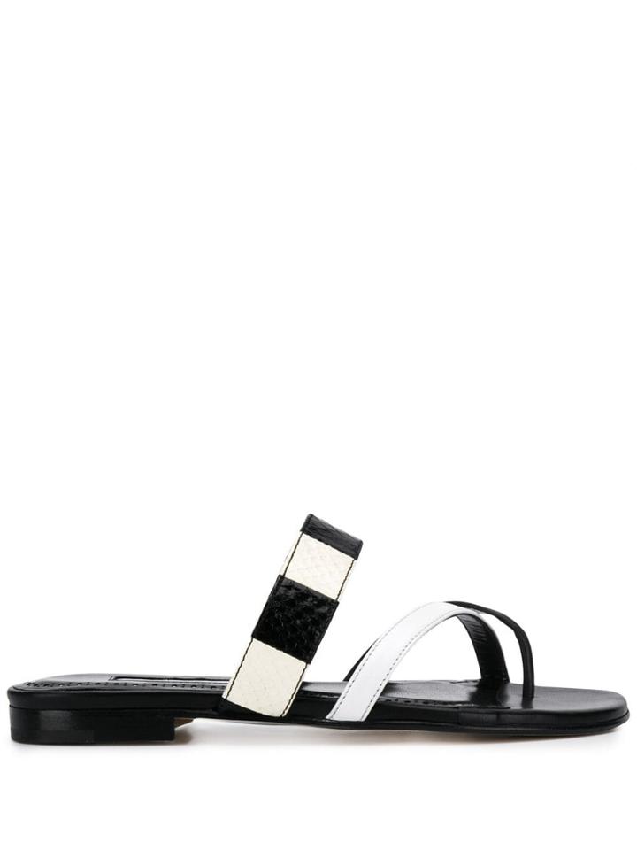 Manolo Blahnik Colour Block Sandals - Black
