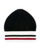 Moncler Gamme Bleu Striped Beanie, Adult Unisex, Blue, Virgin Wool