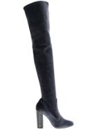 René Caovilla Jewelled Heel Thigh Boots - Blue