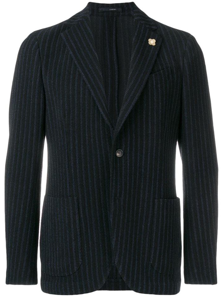 Lardini Striped Suit Jacket - Black