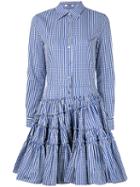 Jourden - Checked Flared Shirt Dress - Women - Cotton - 36, Blue, Cotton
