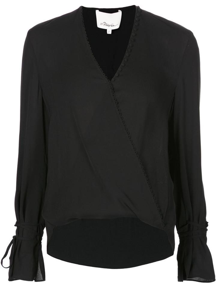 3.1 Phillip Lim Draped Blouse, Women's, Size: 4, Black, Silk