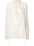 Saint Laurent Voile Balloon Sleeve Shirt - Nude & Neutrals