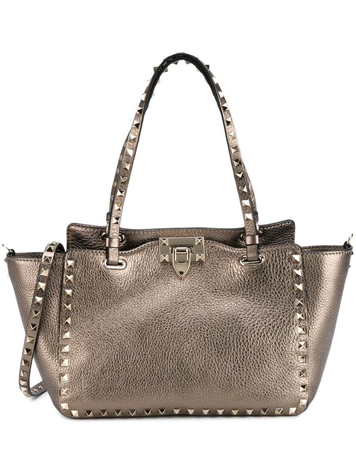 Valentino 'rockstud' Trapeze Tote, Women's, Grey
