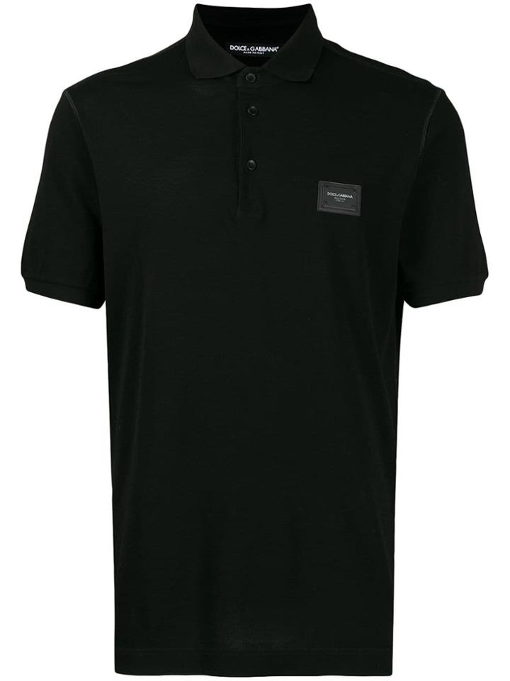 Dolce & Gabbana Logo Plaque Polo Shirt - Black
