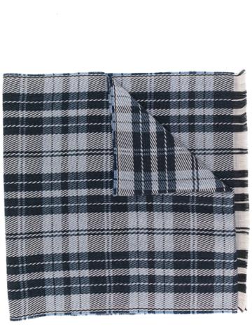 Cenere Gb Check Pattern Scarf - Blue