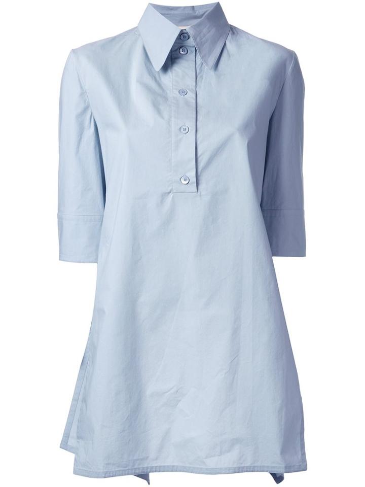 Marni Fluted Poplin Shirt, Women's, Size: 48, Blue, Cotton