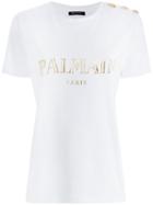 Balmain - Logo Printed T-shirt - Women - Cotton - 42, White, Cotton