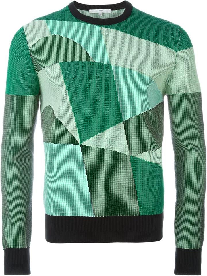 Carven Colour Block Jumper, Men's, Size: Xl, Green, Polyamide