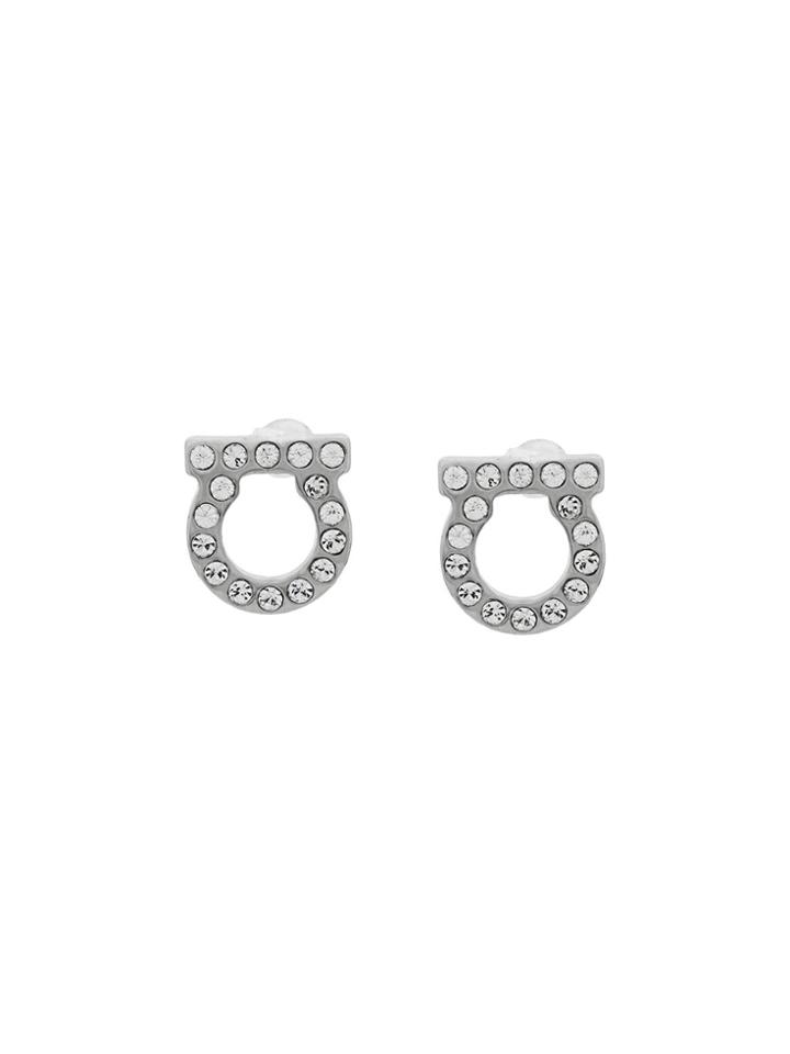 Salvatore Ferragamo Gancio Crystal-embellished Earrings - Metallic