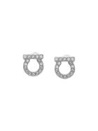 Salvatore Ferragamo Gancio Crystal-embellished Earrings - Metallic
