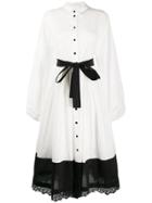 Milla Milla Belted Lace Hem Shirt Dress - White