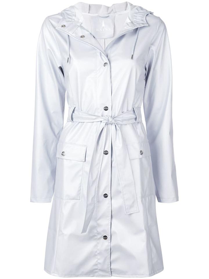 Rains Metallic Hooded Raincoat - Grey