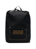 Fendi Black Logo Embroidered Buckle Backpack