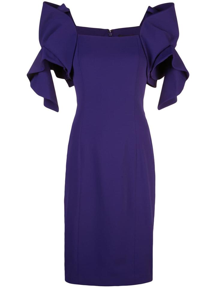 Badgley Mischka Ruffled Sleeves Dress - Purple
