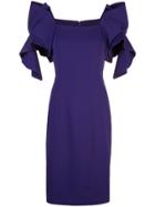 Badgley Mischka Ruffled Sleeves Dress - Purple