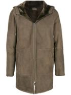 Desa Collection Zipped Shearling-lined Coat - Green
