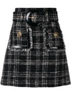 Elisabetta Franchi Belted Tweed Skirt - Black