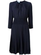 Prada Pleated Dress, Women's, Size: 44, Blue, Polyester