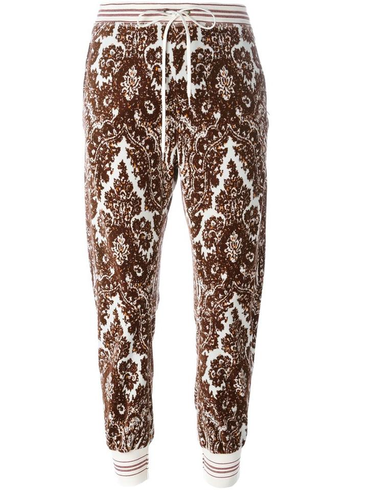 Chloé Velour Jacquard Trackpants, Women's, Size: 40, Brown, Cotton/polyester