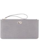 Salvatore Ferragamo - Loop Handle Clutch - Women - Calf Leather - One Size, Grey, Calf Leather