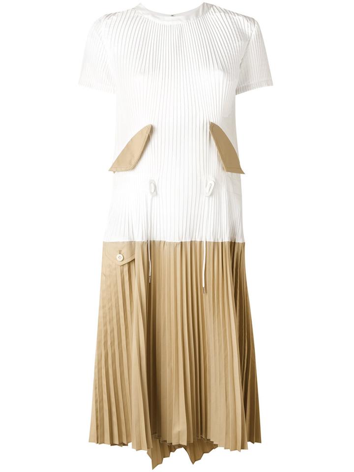 Sacai - Plissé Pleat Two Part Dress - Women - Cotton/polyester/cupro - 1, White, Cotton/polyester/cupro