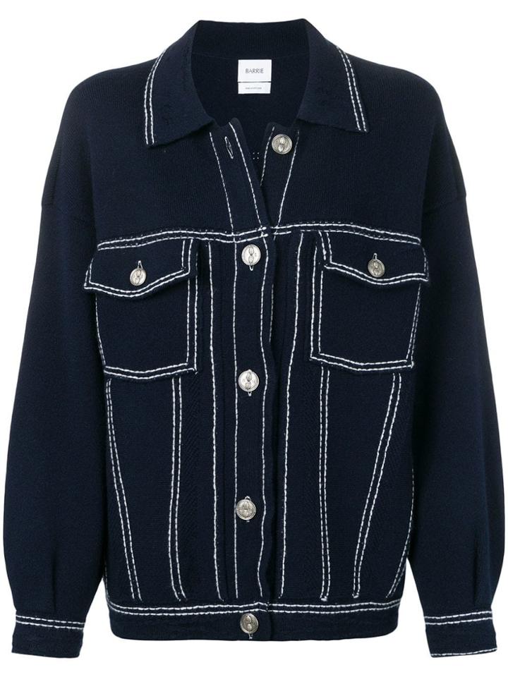 Barrie Stitch-detail Denim Jacket - Blue