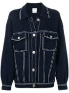 Barrie Stitch-detail Denim Jacket - Blue
