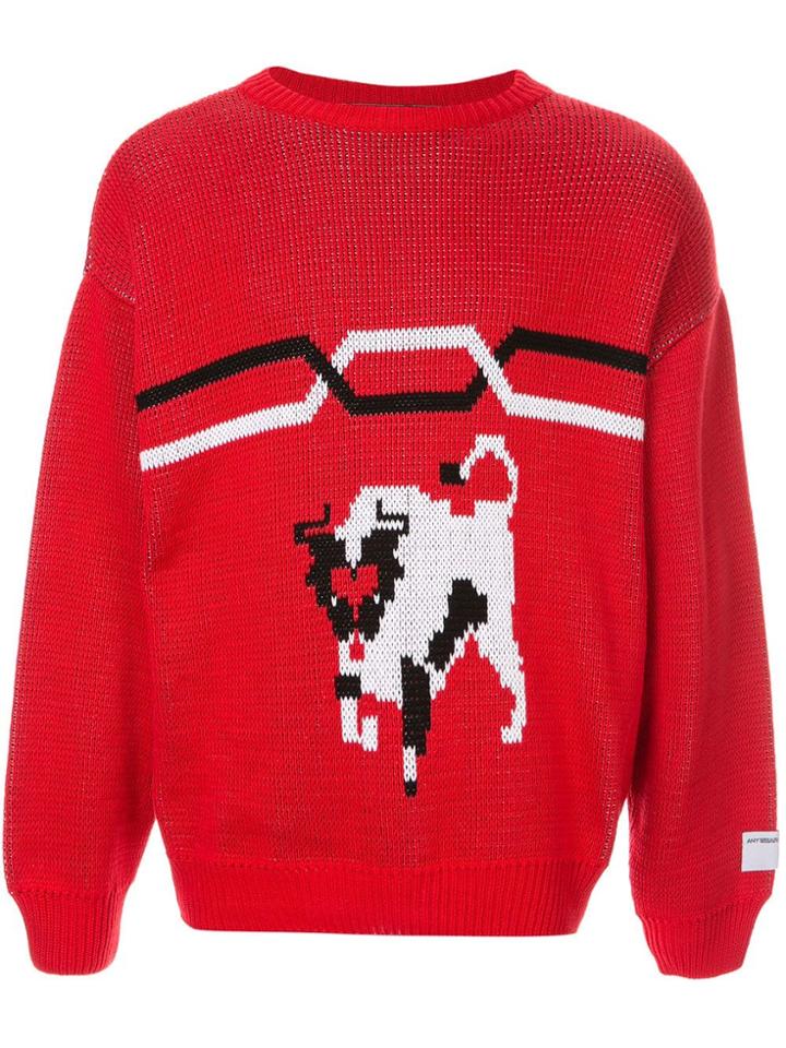 Martine Rose Bull Knitted Jumper - Red