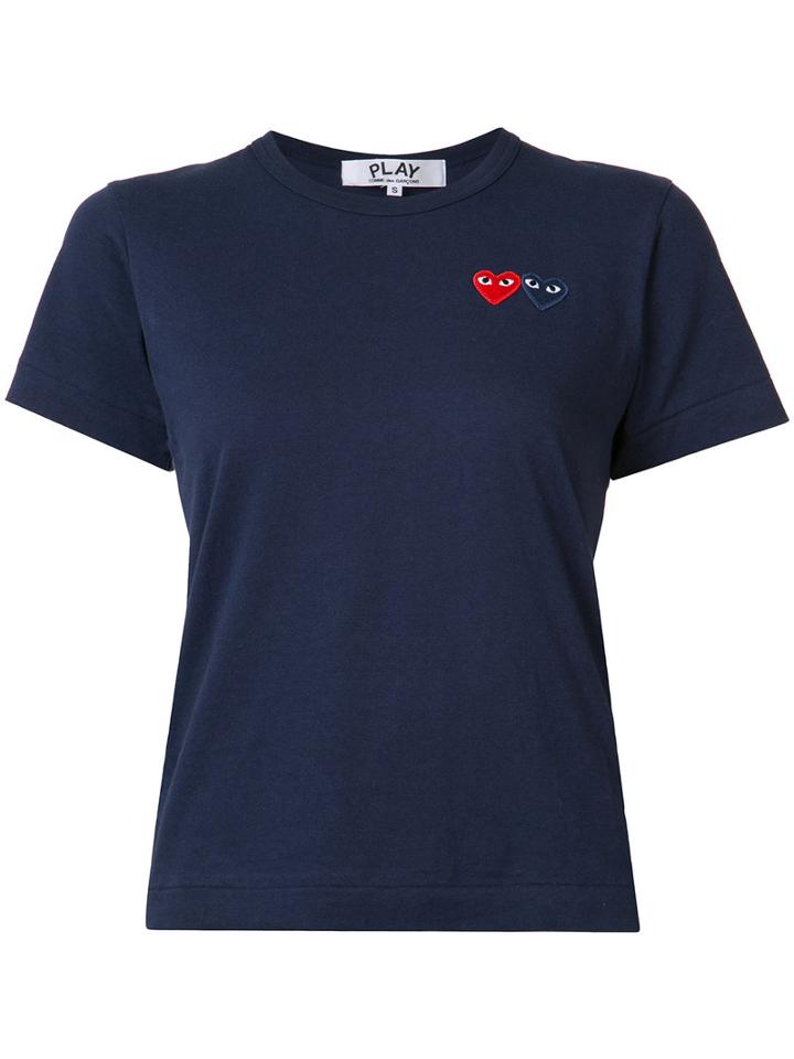 Comme Des Garçons Play Embroidered Heart T-shirt, Women's, Size: Xs, Blue, Cotton