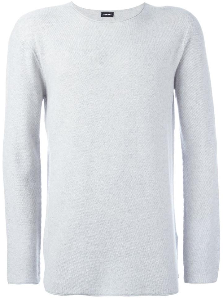 Diesel Crew Neck Jumper, Men's, Size: Medium, Grey, Nylon/rayon/cashmere/wool