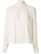 Framed Velvet Long Sleeved Top - White