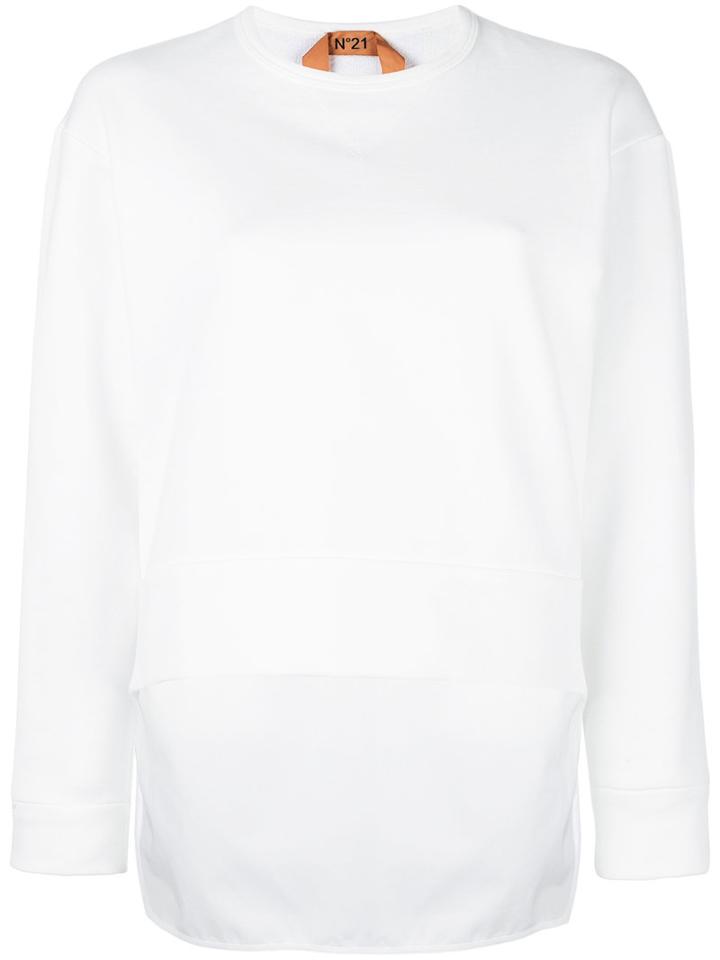 No21 Long Rear Sweatshirt, Women's, Size: 40, White, Cotton