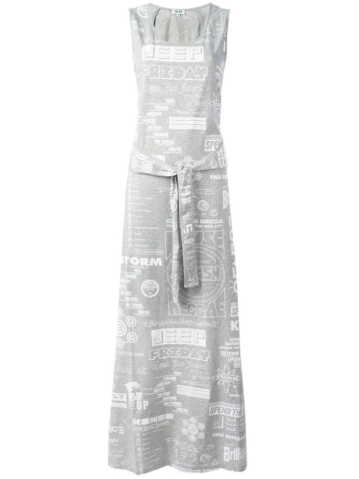 Kenzo Flyers Maxi Dress, Women's, Size: Medium, Grey, Cotton/spandex/elastane