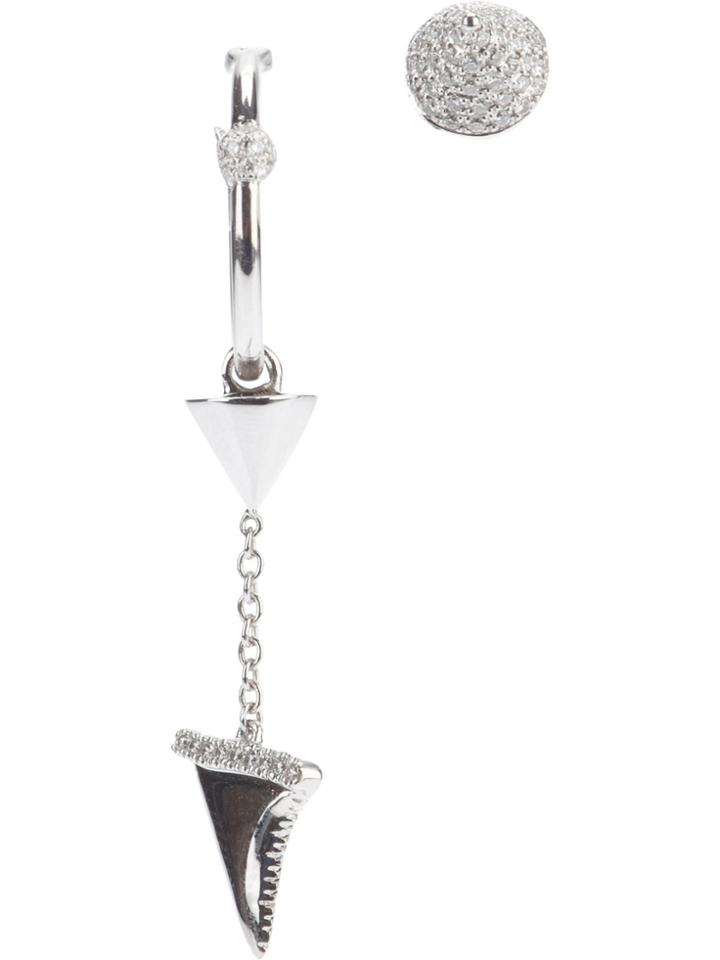 Elise Dray 18kt White Gold Shark Tooth And Diamond Cone Earring -