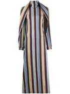 Y/project Stripe Cape Dress - Brown