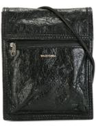 Balenciaga Fold-over Crossbody Bag, Men's, Black, Calf Leather