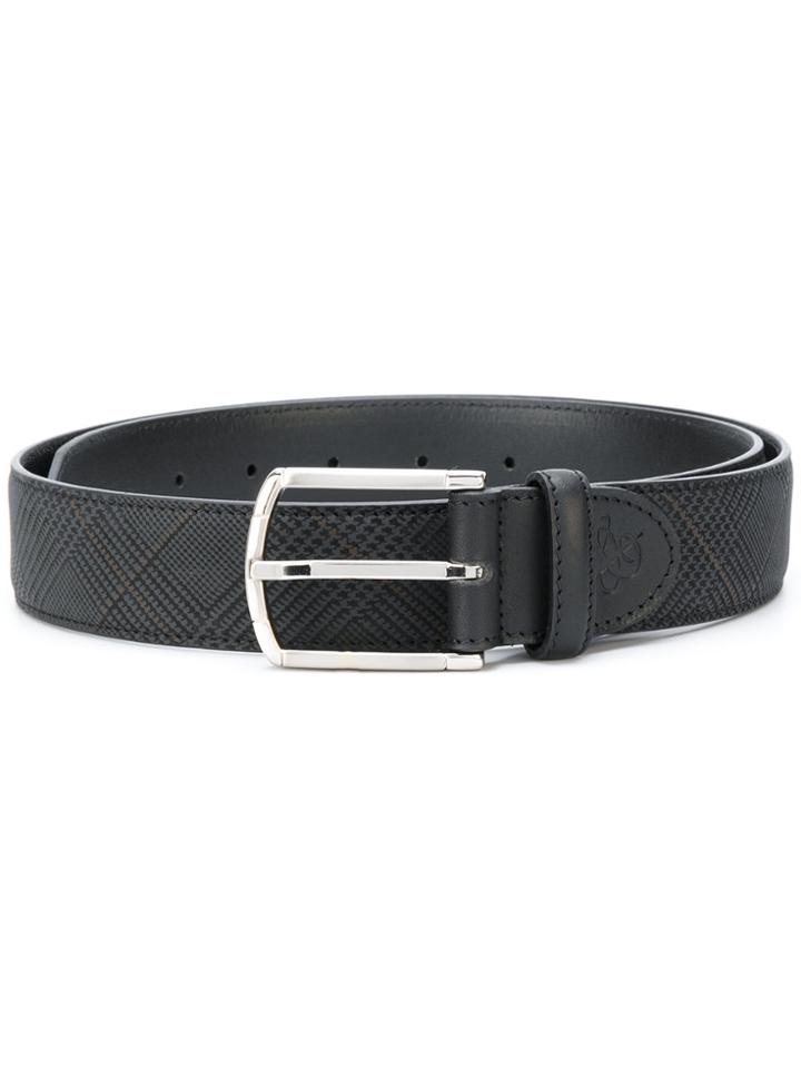 Canali Tweed Print Buckle Belt - Grey