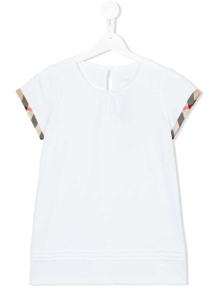 Burberry Kids Checked Turn Ups T-shirt - White