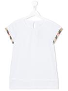 Burberry Kids Checked Turn Ups T-shirt - White