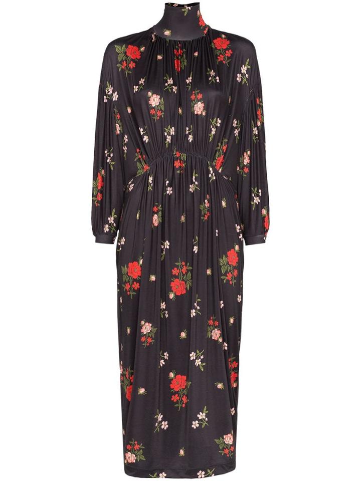 Simone Rocha Floral Embroidered Midi Dress - Multicoloured