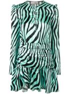 Laneus Zebra Print Mini Dress - Green