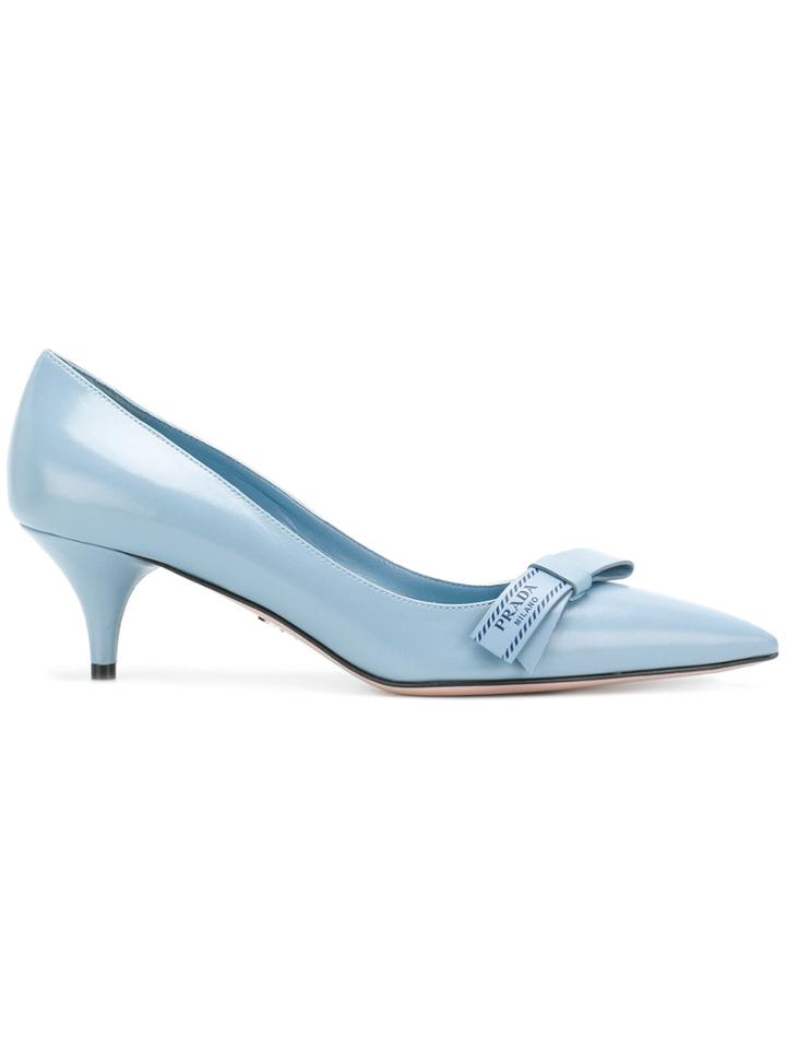 Prada Logo Bow Pumps - Blue