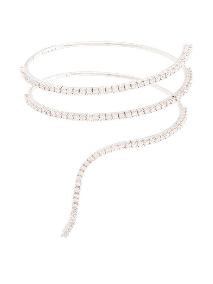 Mattia Cielo 18kt White Gold Tennis Diamond Drop Cuff - Silver