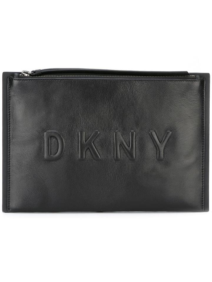 Dkny Embossed Logo Clutch, Women's, Black