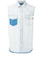 Diesel Frayed Hem Sleeveless Shirt - Blue