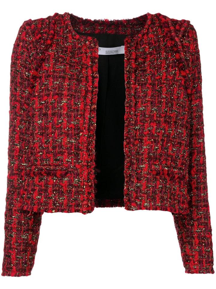 Iro Lamé Tweed Jacket - Red