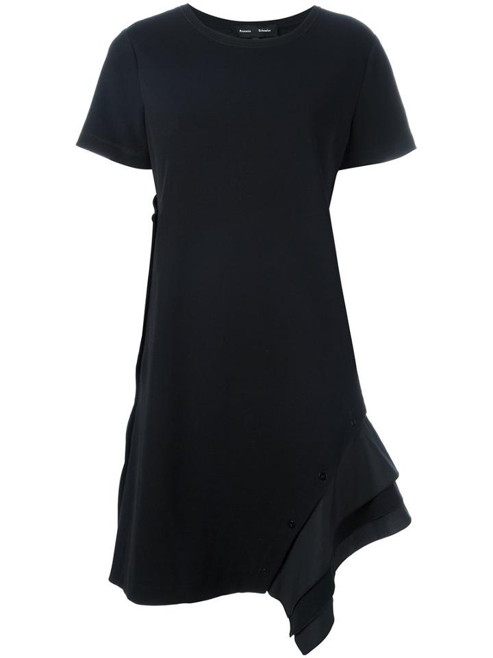 Proenza Schouler Asymmetric T-shirt Dress, Women's, Size: 4, Black, Cotton/nylon